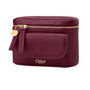 Chloé Burgundy Leather Cosmetic Bag